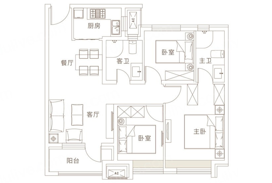 創之鴻現代簡約風格戶型圖